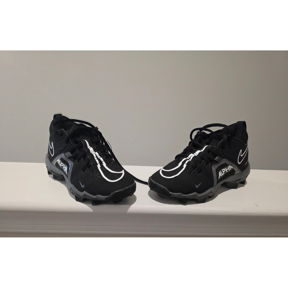 Kid's sz 1Y Nike Alpha Menace 3 Shark Football Cleats Black White CV0581-010